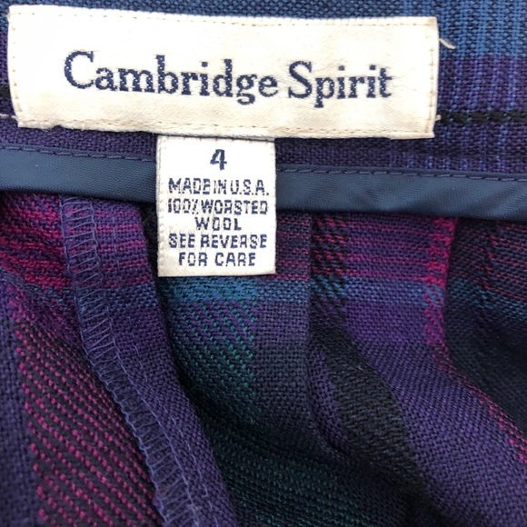 Vintage medium plaid pleated wool skirt purple 4 - Picture 2 of 8